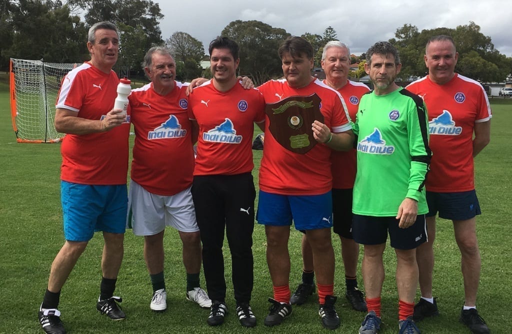 Some walking football players team photo