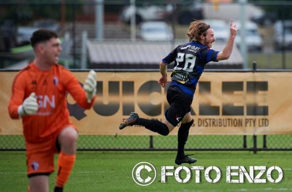 Kosta Sparta celebrates his goal for Bayswater against Balcatta in the FFA Cup. Photo by FotoEnzo
